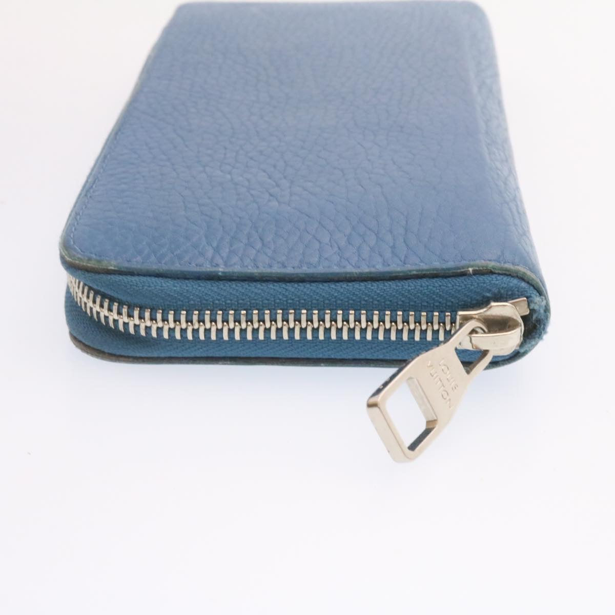 LOUIS VUITTON Zippy Wallet Vertical Taurillon Leather Blue M30503 LV Auth 24759