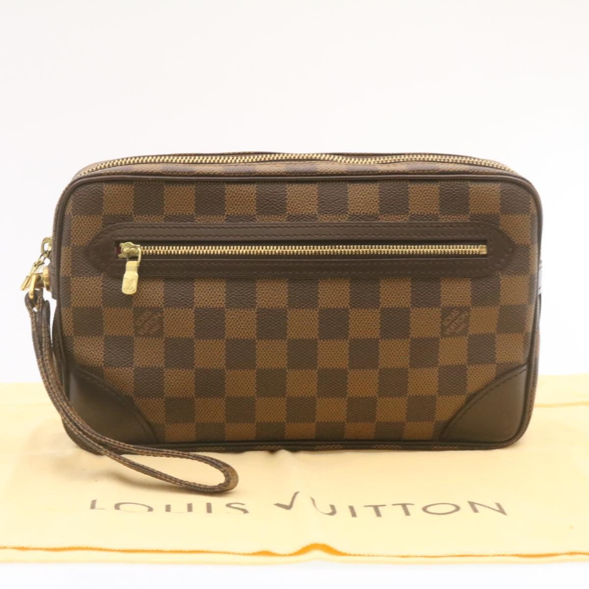 LOUIS VUITTON Damier Ebene Marly Dragonne GM Clutch Bag SP Order LV Auth 25039A