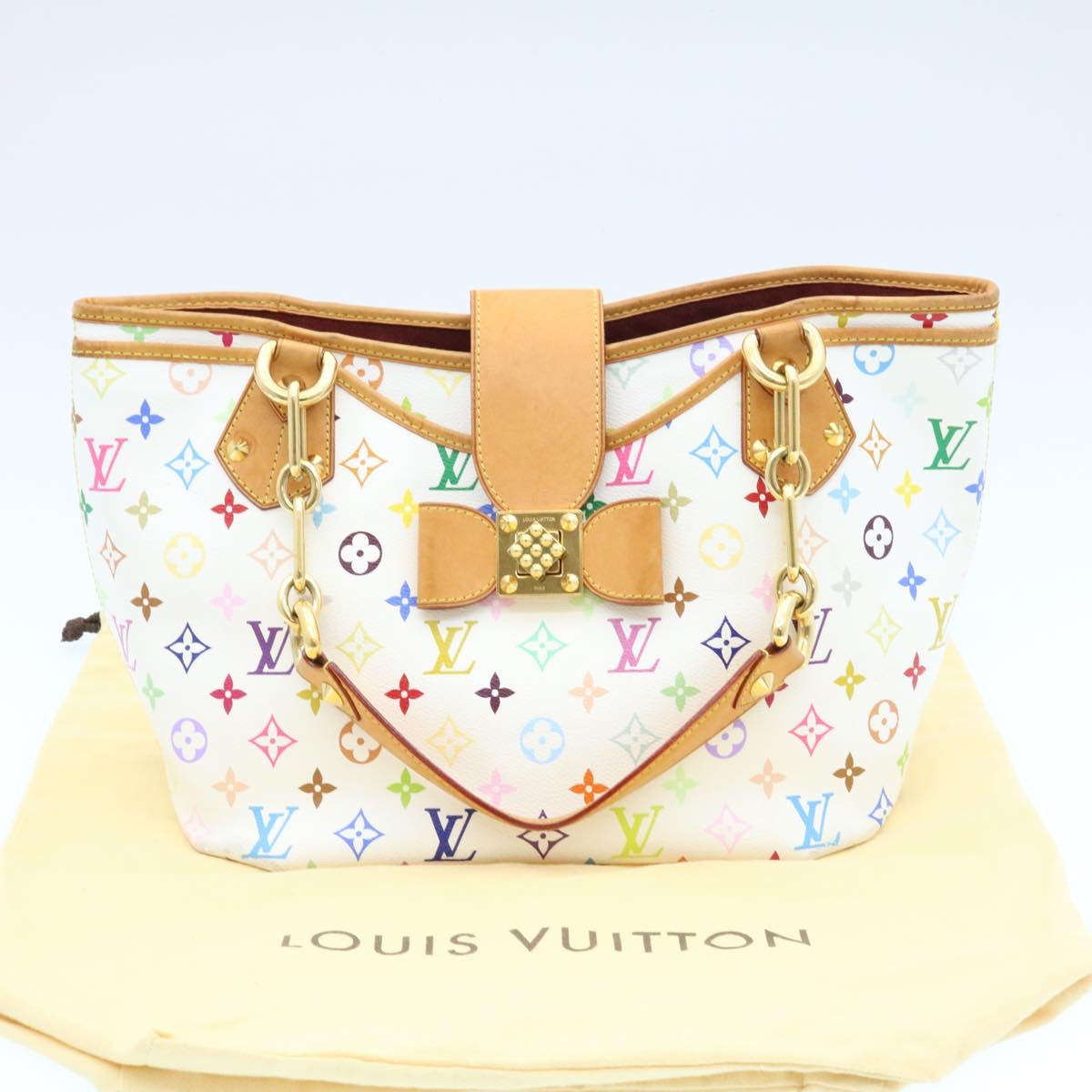 LOUIS VUITTON Monogram Multicolor Annie GM Tote Bag White M40303 LV Auth 25073A