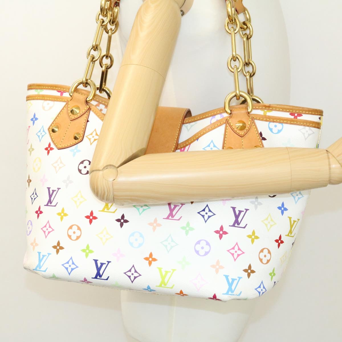 LOUIS VUITTON Monogram Multicolor Annie GM Tote Bag White M40303 LV Auth 25073A