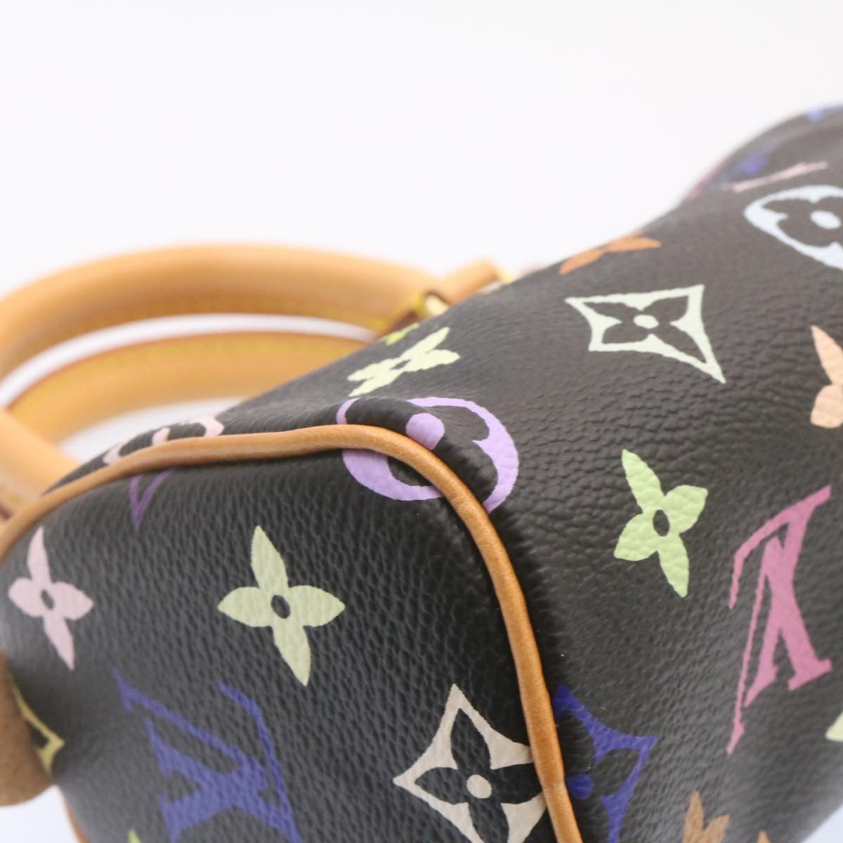 LOUIS VUITTON Monogram Multicolor Mini Speedy Hand Bag Black M92644 Auth 25203A