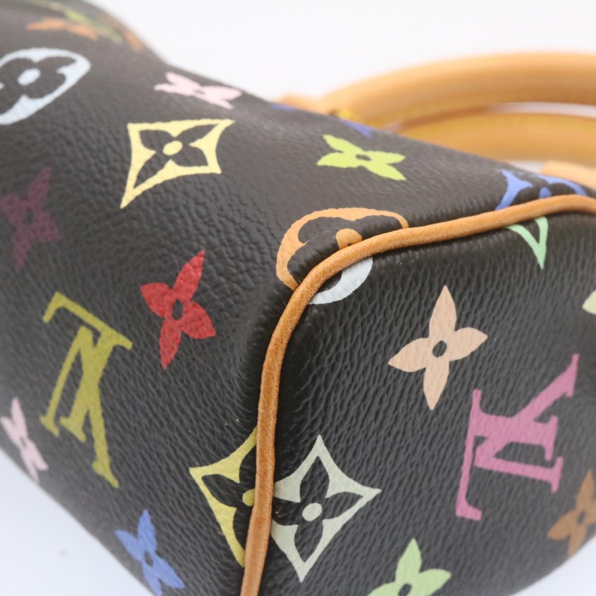 LOUIS VUITTON Monogram Multicolor Mini Speedy Hand Bag Black M92644 Auth 25203A