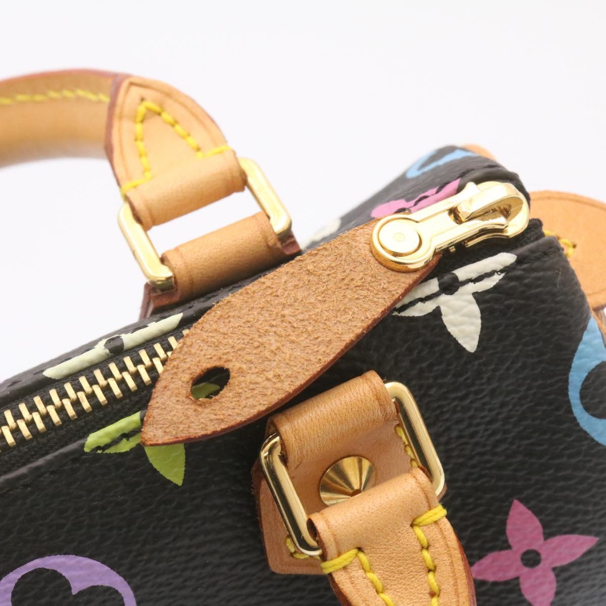 LOUIS VUITTON Monogram Multicolor Mini Speedy Hand Bag Black M92644 Auth 25203A