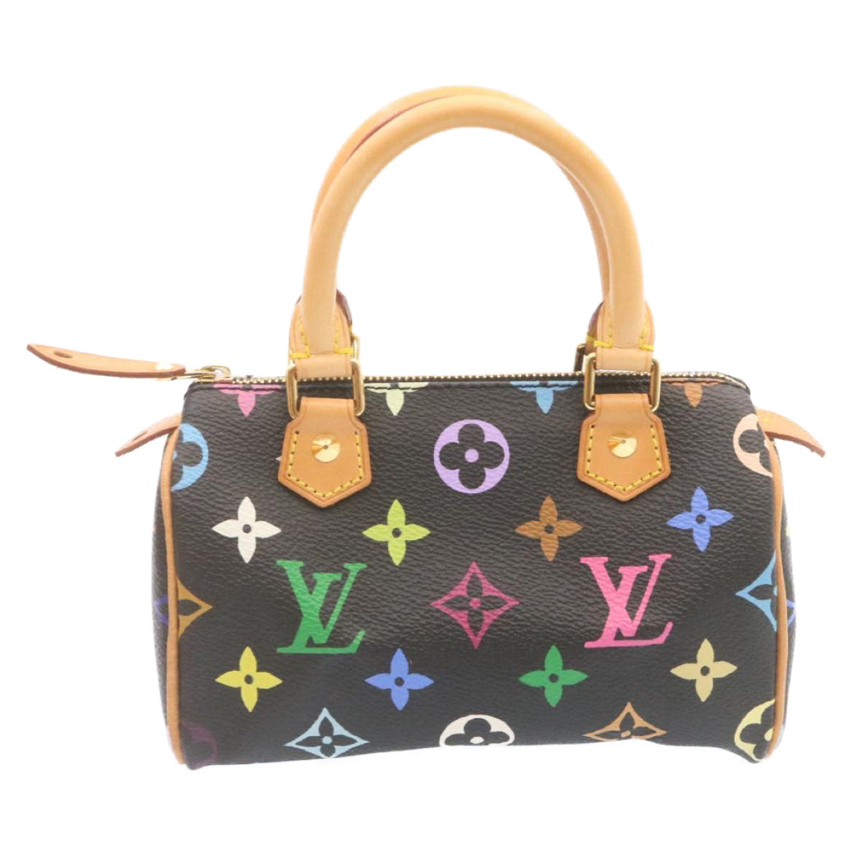 LOUIS VUITTON Monogram Multicolor Mini Speedy Hand Bag Black M92644 Auth 25203A