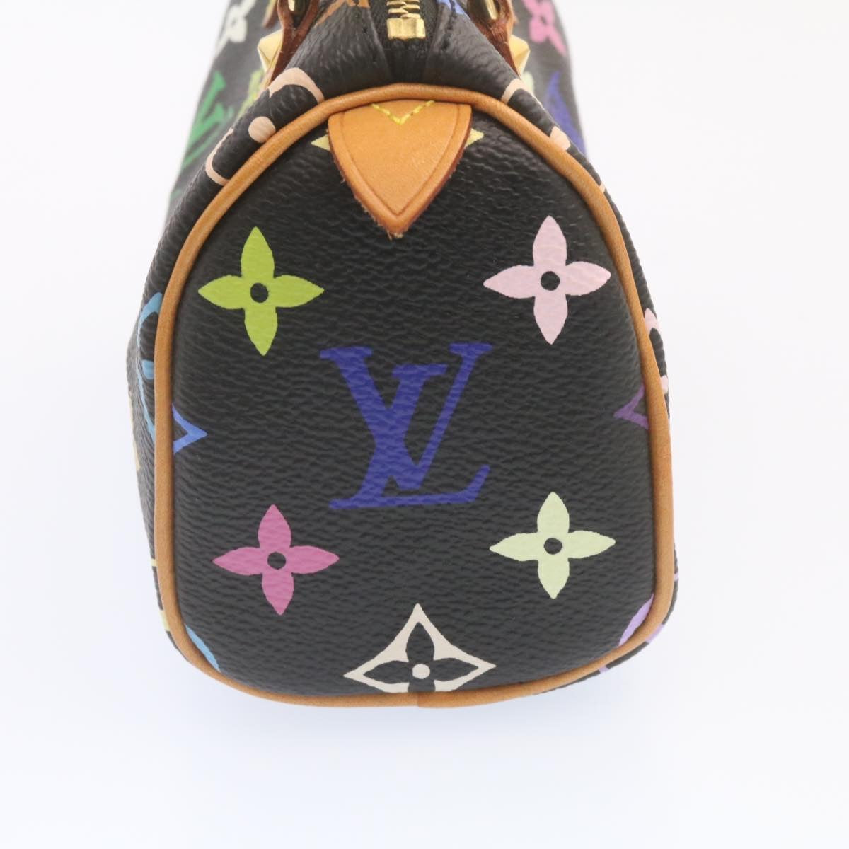 LOUIS VUITTON Monogram Multicolor Mini Speedy Hand Bag Black M92644 Auth 25203A