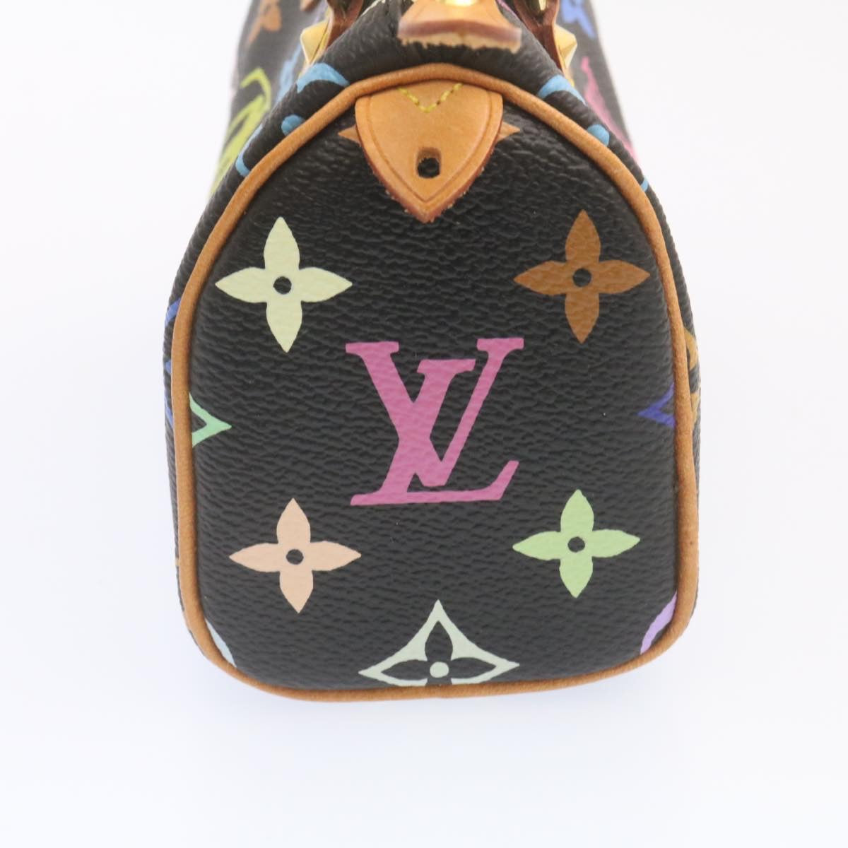 LOUIS VUITTON Monogram Multicolor Mini Speedy Hand Bag Black M92644 Auth 25203A