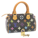 LOUIS VUITTON Monogram Multicolor Mini Speedy Hand Bag Black M92644 Auth knn048-1