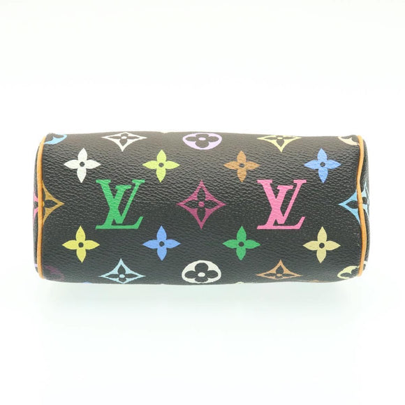LOUIS VUITTON Monogram Multicolor Mini Speedy Hand Bag Black M92644 Auth knn048