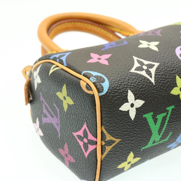 LOUIS VUITTON Monogram Multicolor Mini Speedy Hand Bag Black M92644 Auth knn048