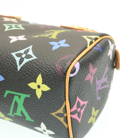 LOUIS VUITTON Monogram Multicolor Mini Speedy Hand Bag Black M92644 Auth knn048