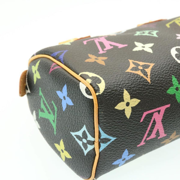 LOUIS VUITTON Monogram Multicolor Mini Speedy Hand Bag Black M92644 Auth knn048