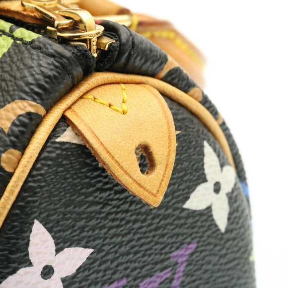 LOUIS VUITTON Monogram Multicolor Mini Speedy Hand Bag Black M92644 Auth knn048