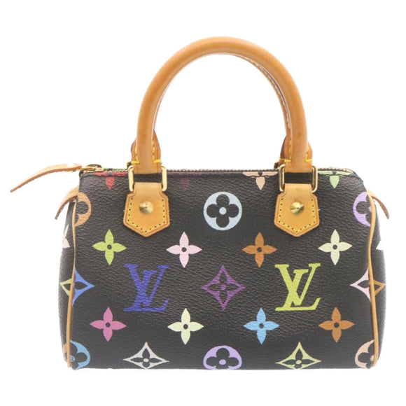 LOUIS VUITTON Monogram Multicolor Mini Speedy Hand Bag Black M92644 Auth knn048