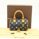 LOUIS VUITTON Monogram Multicolor Mini Speedy Hand Bag Black M92644 Auth knn048-12