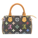 LOUIS VUITTON Monogram Multicolor Mini Speedy Hand Bag Black M92644 Auth knn048-2