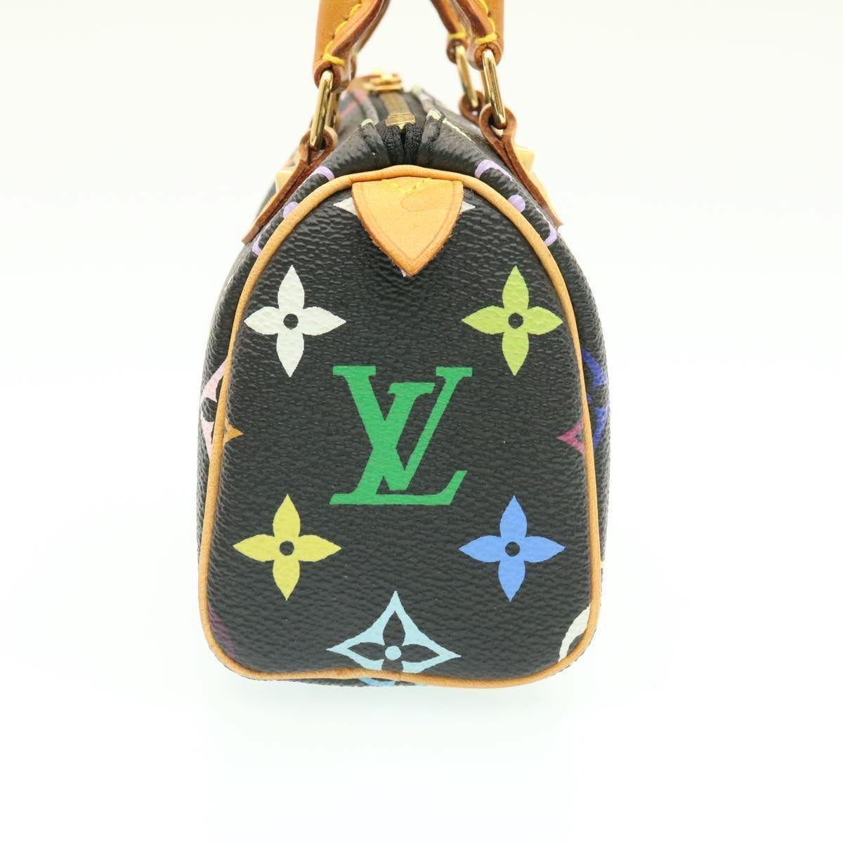 LOUIS VUITTON Monogram Multicolor Mini Speedy Hand Bag Black M92644 Auth knn048