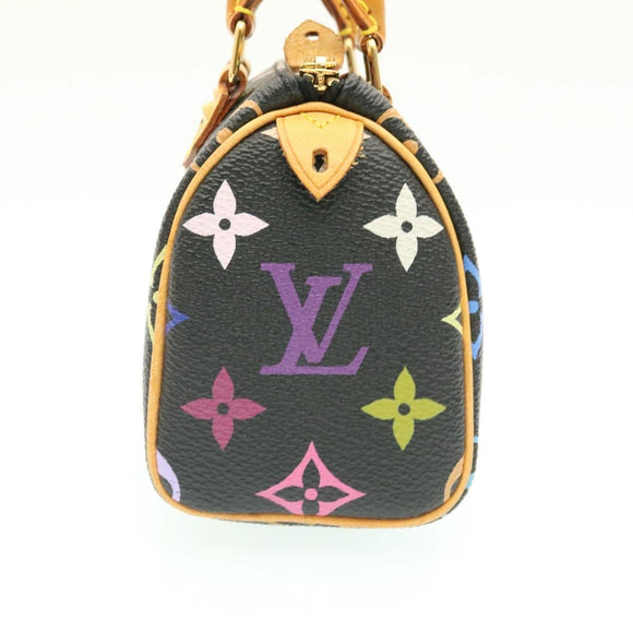 LOUIS VUITTON Monogram Multicolor Mini Speedy Hand Bag Black M92644 Auth knn048
