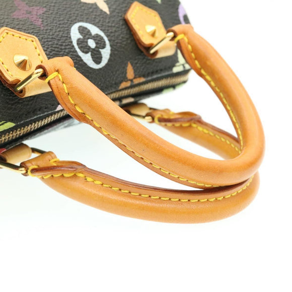 LOUIS VUITTON Monogram Multicolor Mini Speedy Hand Bag Black M92644 Auth knn048