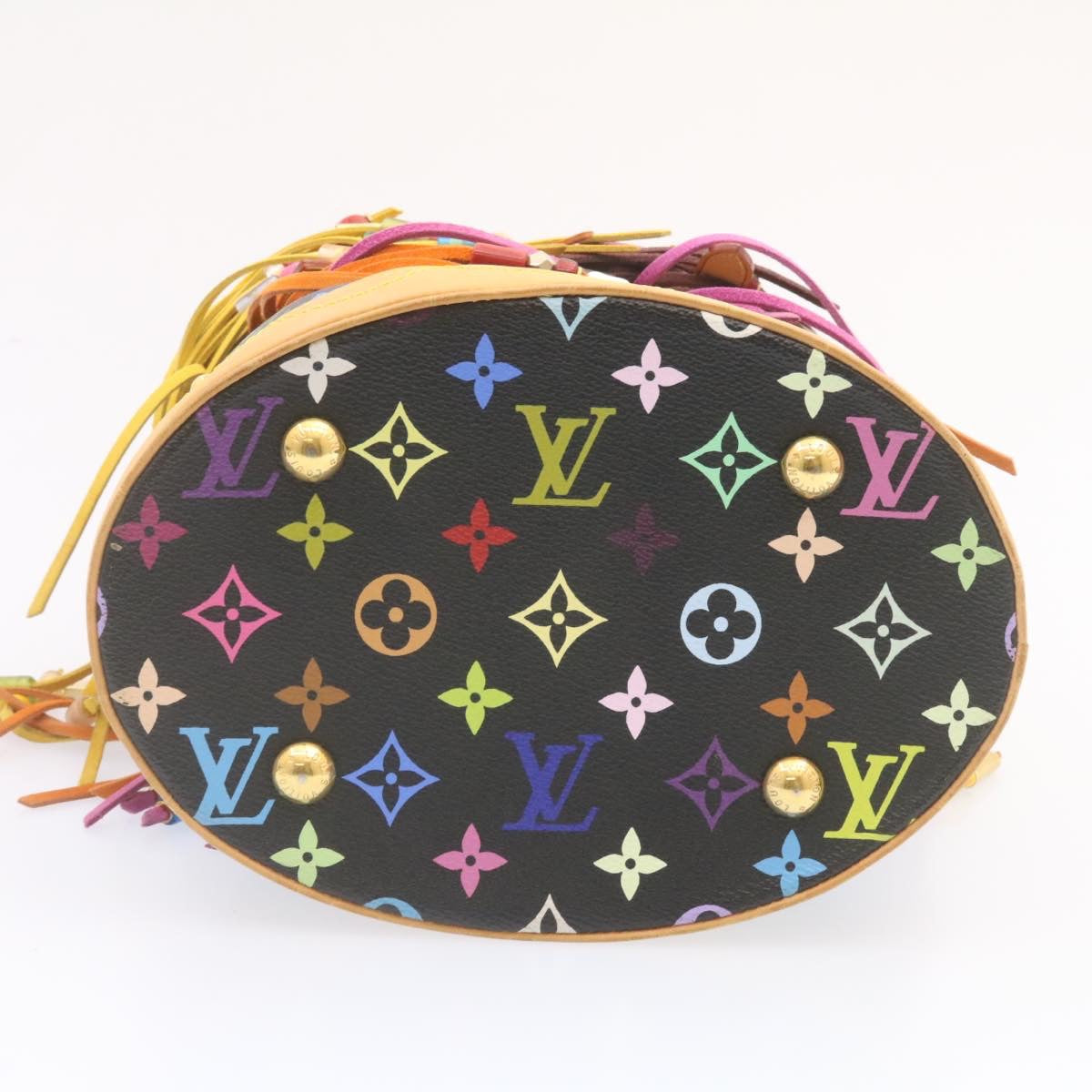 LOUIS VUITTON Monogram Multicolor Bucket Frange ToteBag Black M40110 Auth 25649A