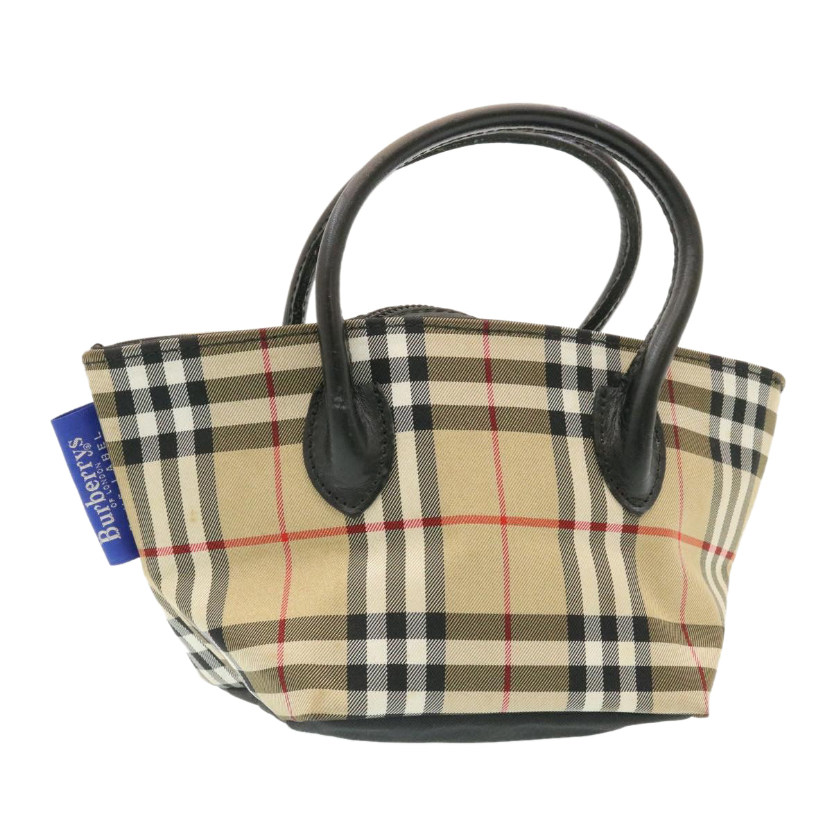 BURBERRY Nova Check Blue Label Hand Bag Beige Auth 26428