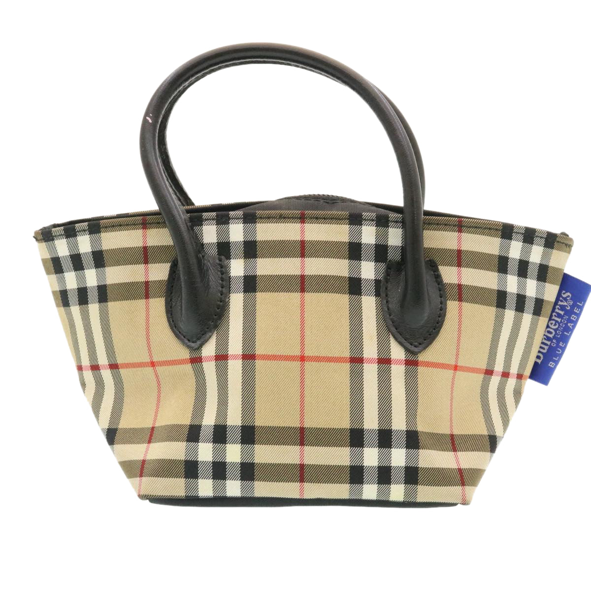 BURBERRY Nova Check Blue Label Hand Bag Beige Auth 26428