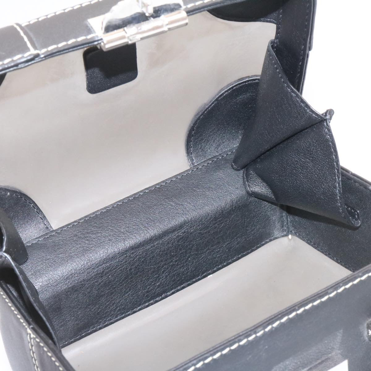 MCM 2Way Hand Bag Shoulder Bag Leather Vinyl Transparent Black Auth 26429