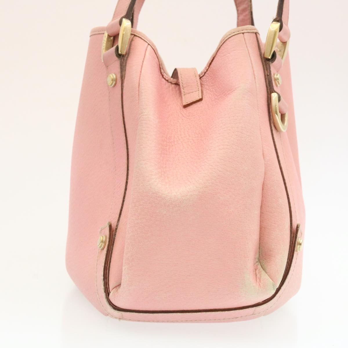 GUCCI Abbey GG Canvas Tote Bag Leather Pink Auth 26647