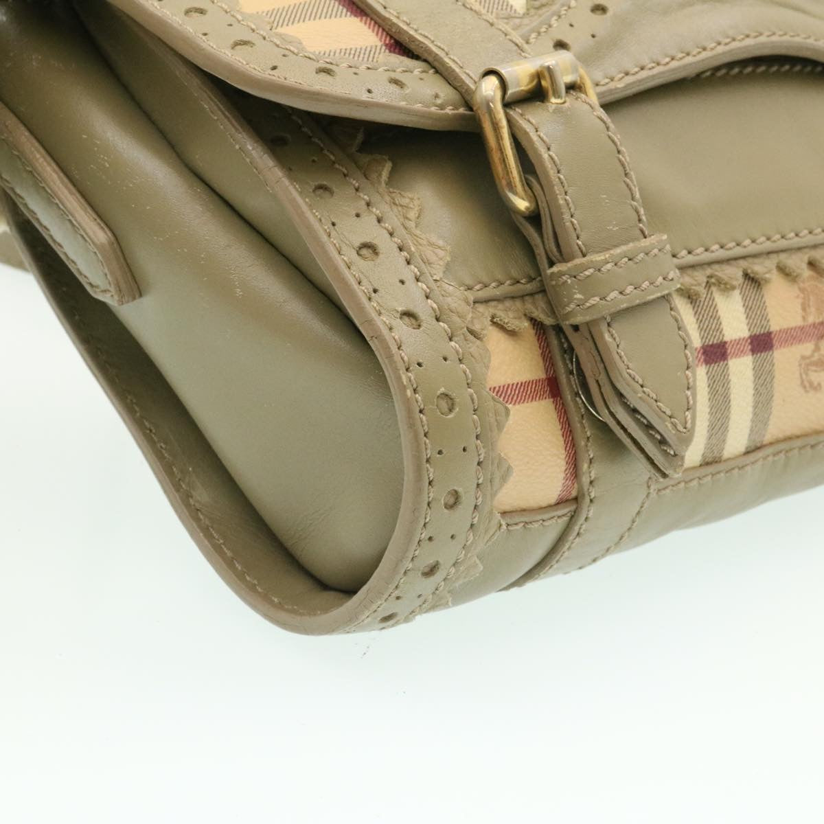 BURBERRY Nova Check Shoulder Bag PVC Leather Beige Auth 26662