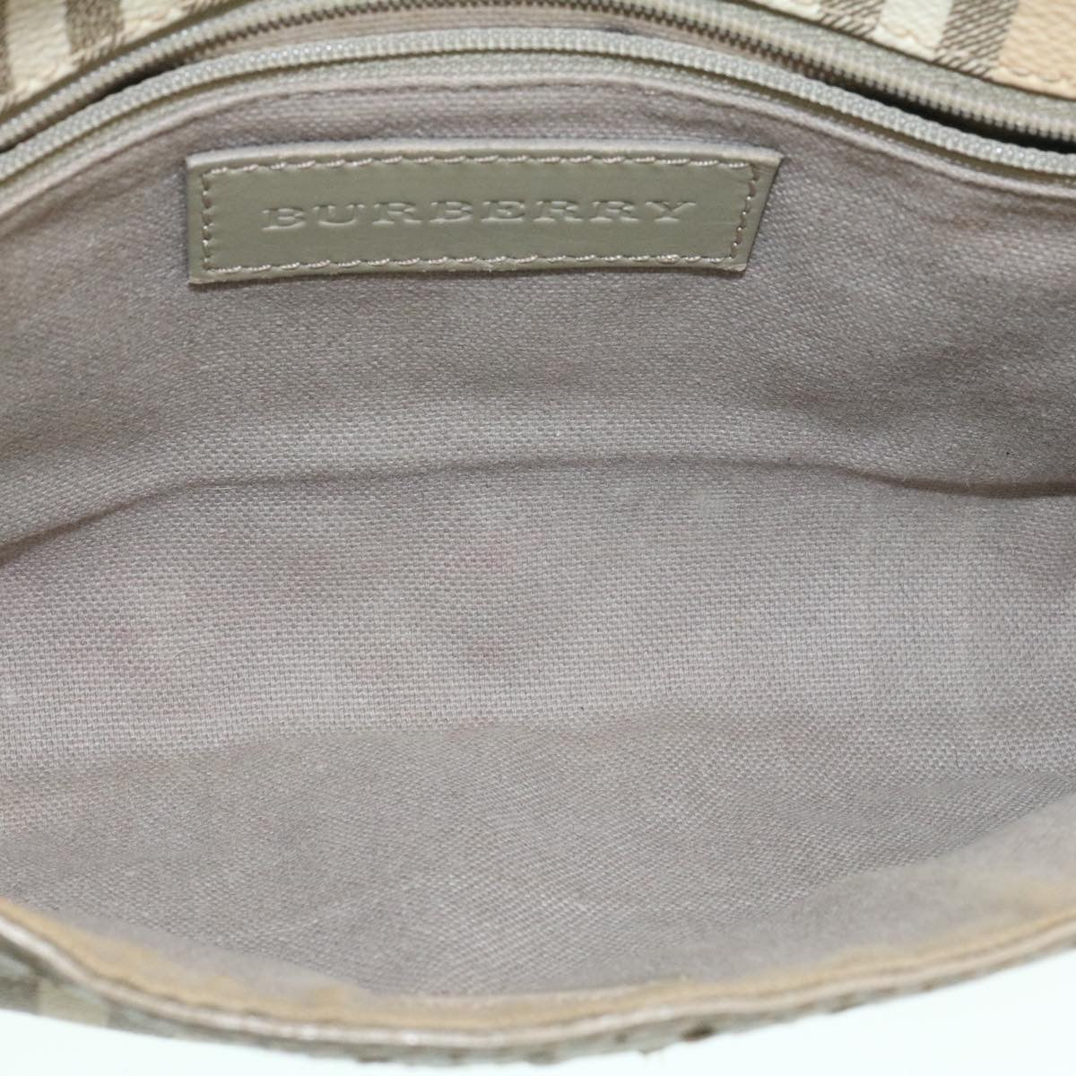BURBERRY Nova Check Shoulder Bag PVC Leather Beige Auth 26662