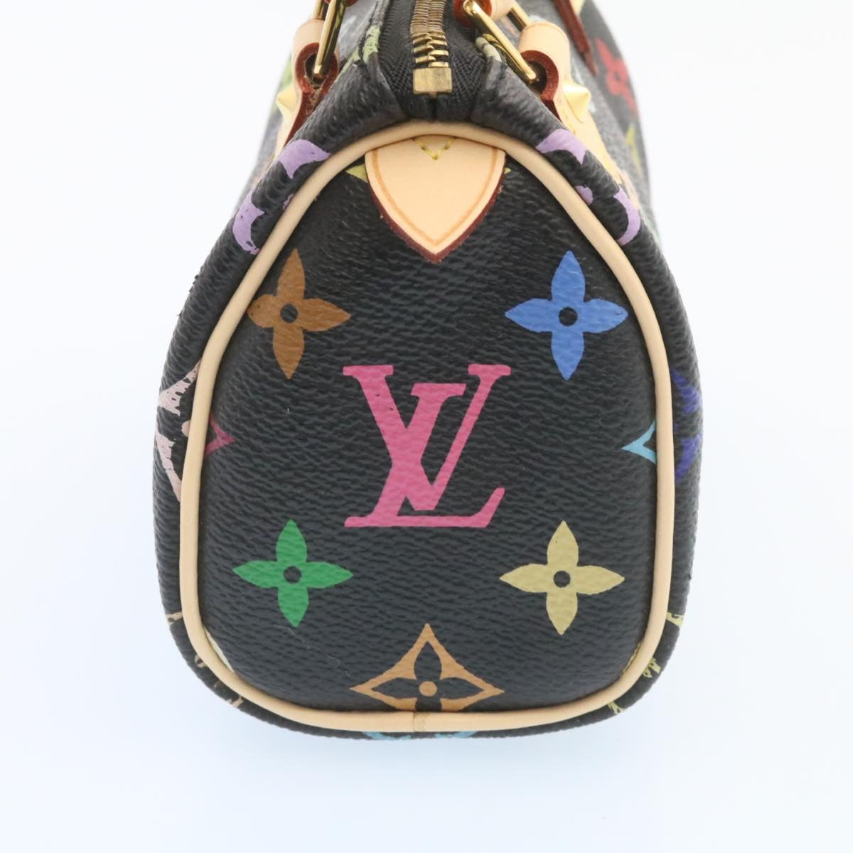 LOUIS VUITTON Monogram Multicolor Mini Speedy Hand Bag Black M92644 Auth 26986A