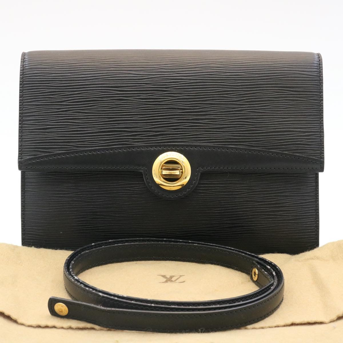 LOUIS VUITTON Epi Arsch Shoulder Clutch Bag 2Way Black M52572 LV Auth 27029