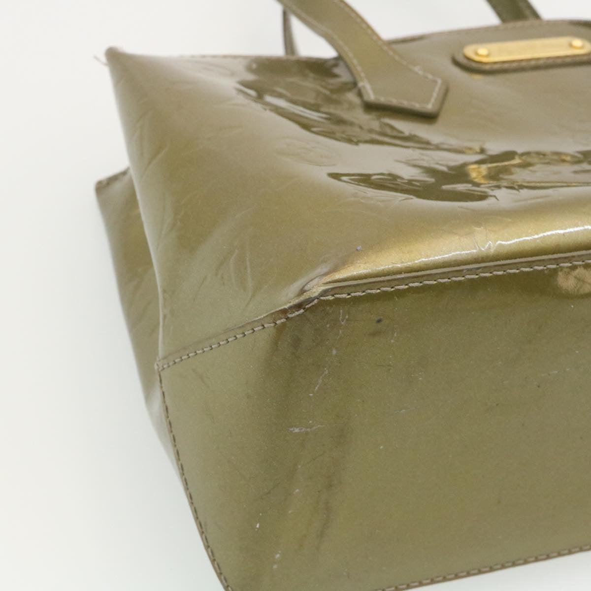 LOUIS VUITTON Vernis Wilshire PM Hand Bag Gris Art Deco M91627 LV Auth 27062