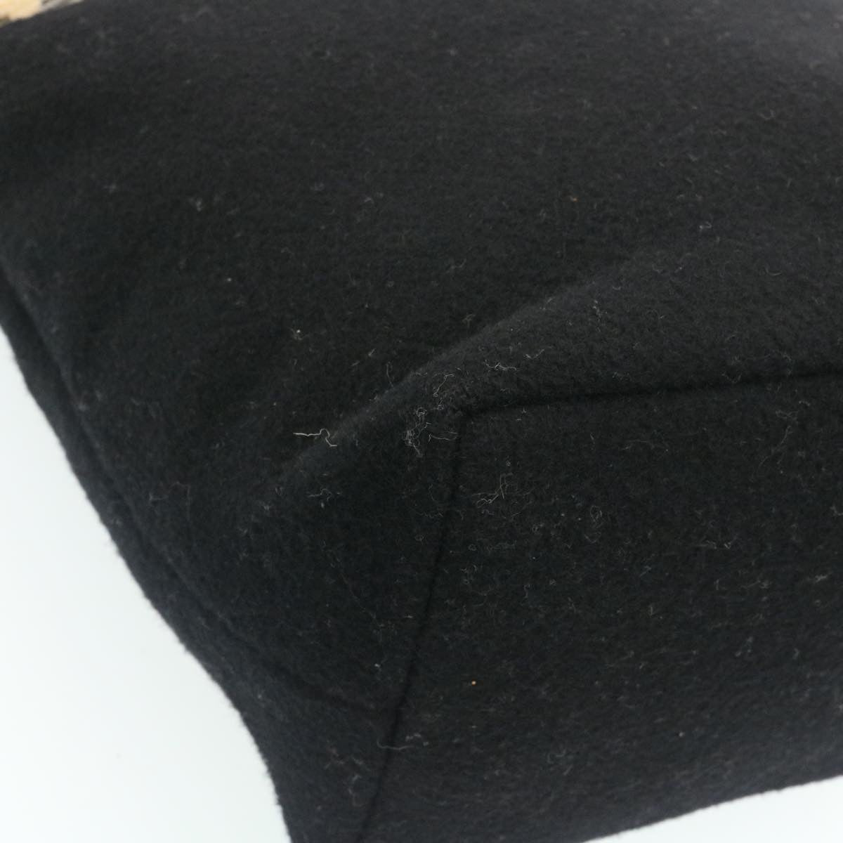 Burberrys Blue Le-Bell Nova Check Hand Bag Wool Black Auth 27099