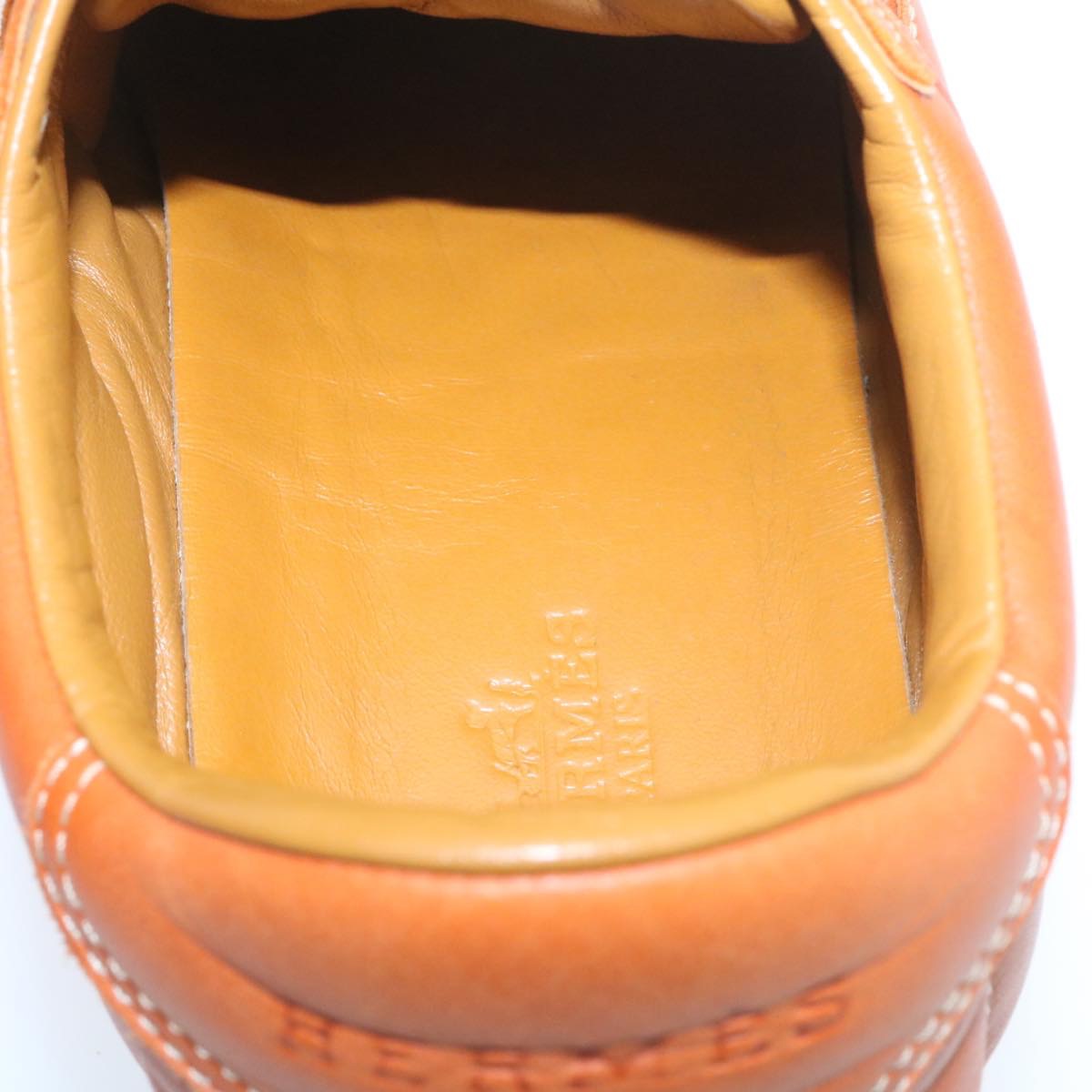 HERMES Sneakers Leather Brown Auth 27110