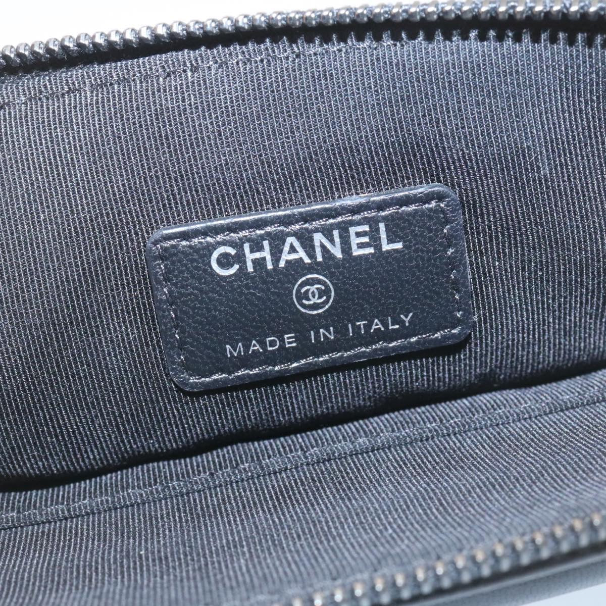 CHANEL Matelasse Clutch Bag Lamb Skin Black CC Auth 27116A