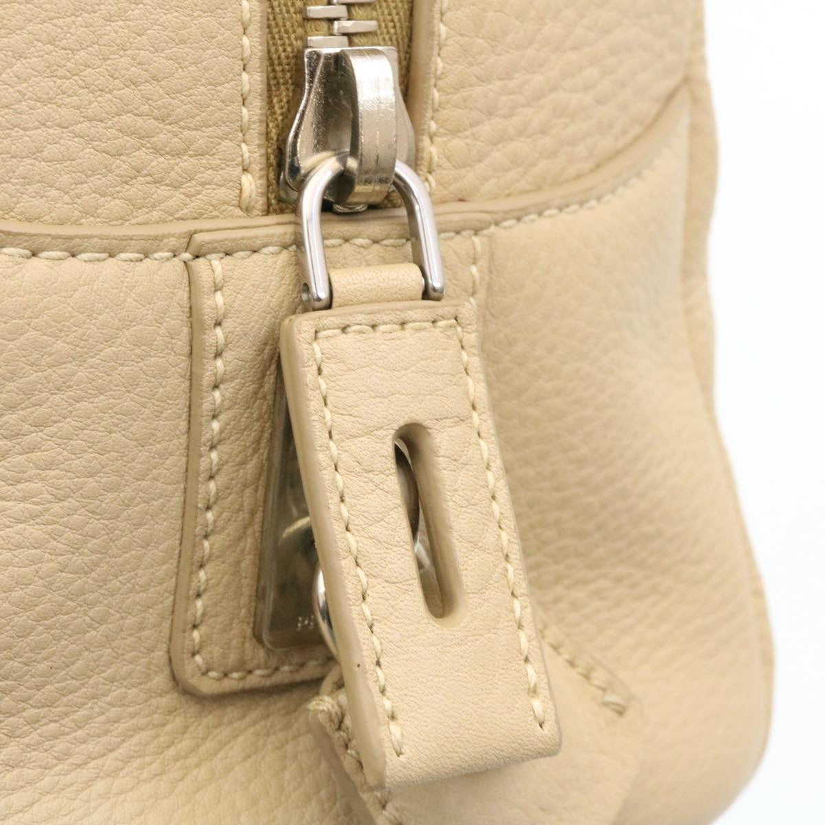 PRADA Shoulder Bag Leather Beige Auth 27121