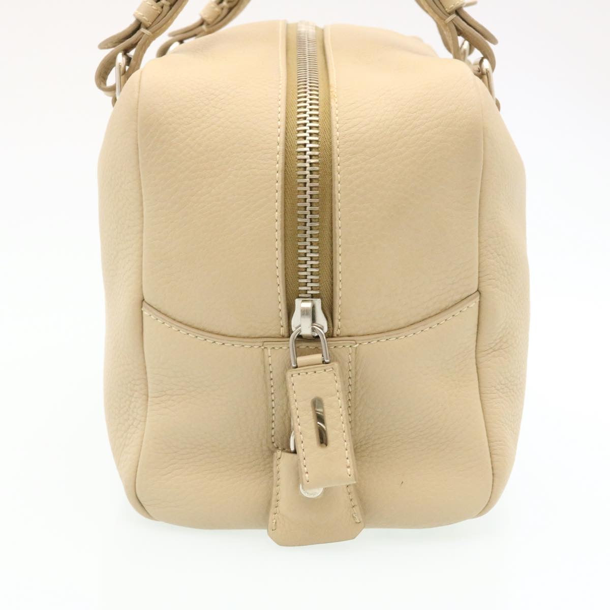 PRADA Shoulder Bag Leather Beige Auth 27121