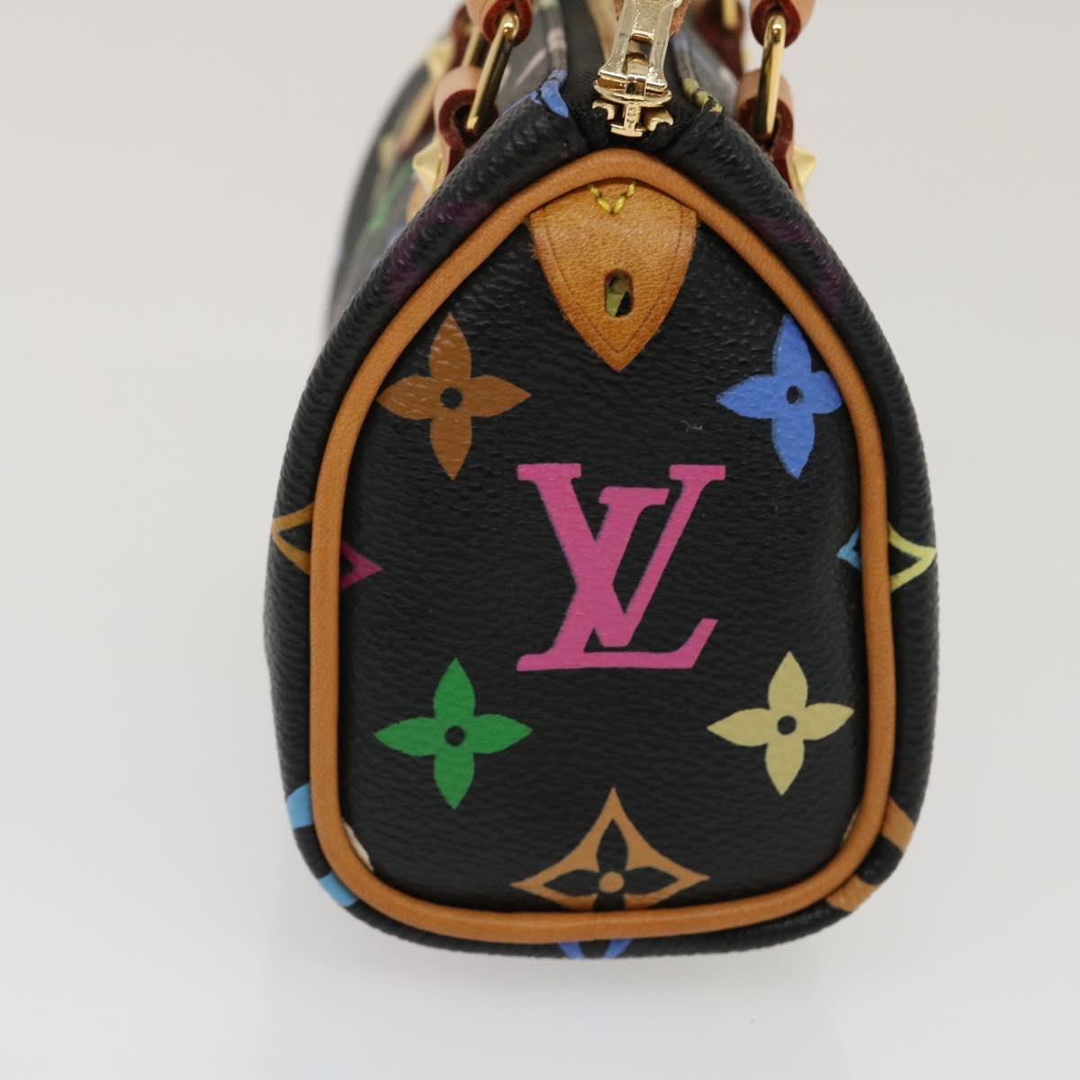 LOUIS VUITTON Monogram Multicolor Mini Speedy Hand Bag Black M92644 Auth 27252A