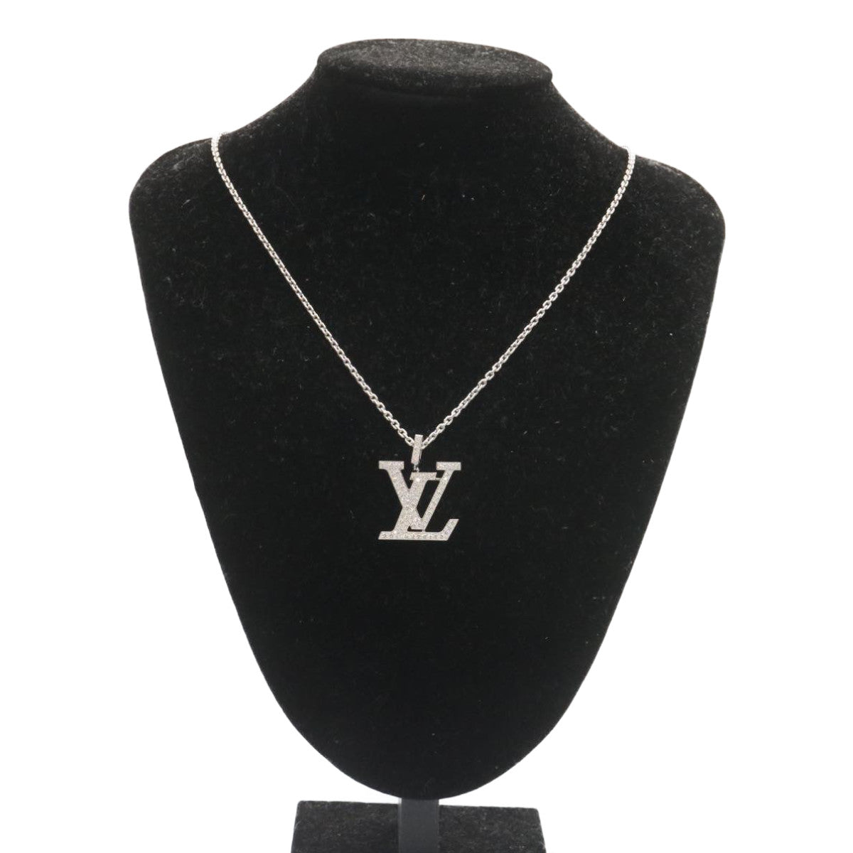 LOUIS VUITTON Pandantif LV XL Necklace White Gold Diamond Q93821 Auth 27695A - 0