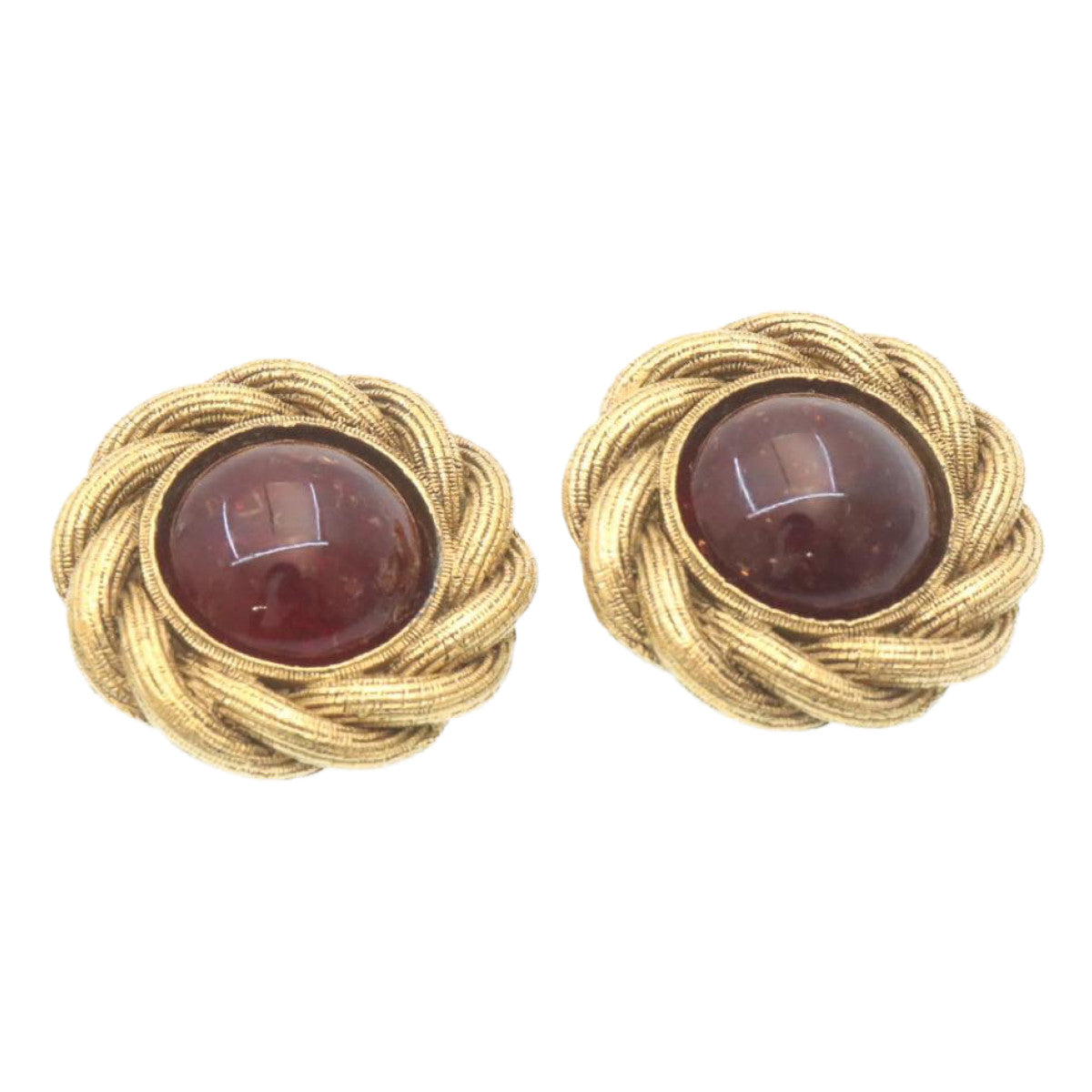 CHANEL Earring Gold CC Auth 27973
