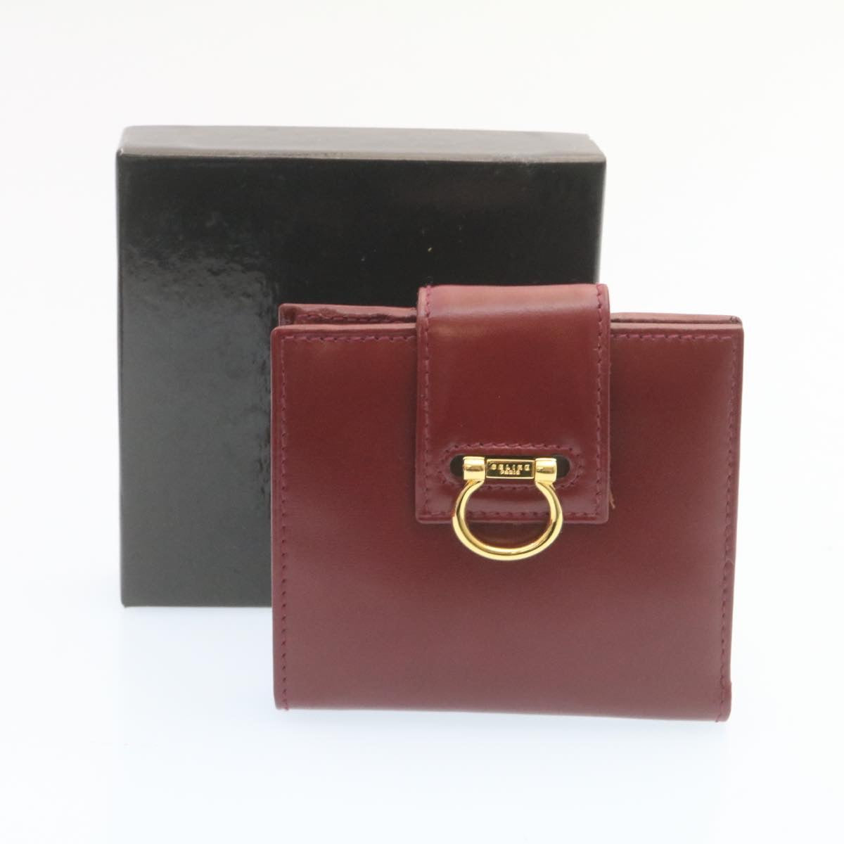 CELINE Bifold Wallet Leather Red Auth 28019