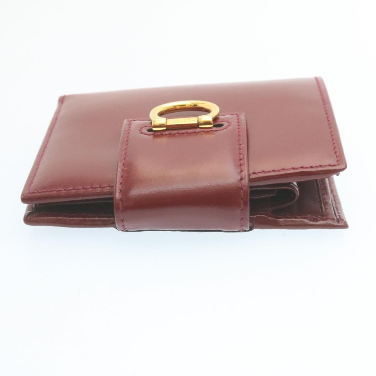 CELINE Bifold Wallet Leather Red Auth 28019
