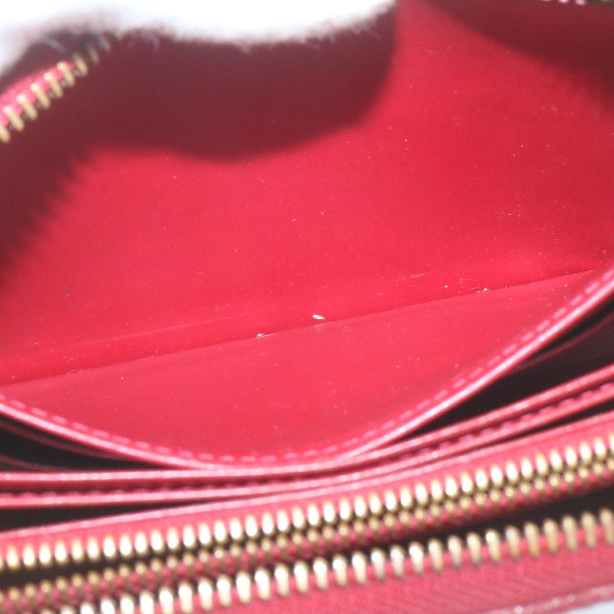 LOUIS VUITTON Monogram Vernis Zippy Wallet Long Wallet Red M91723 LV Auth 28031