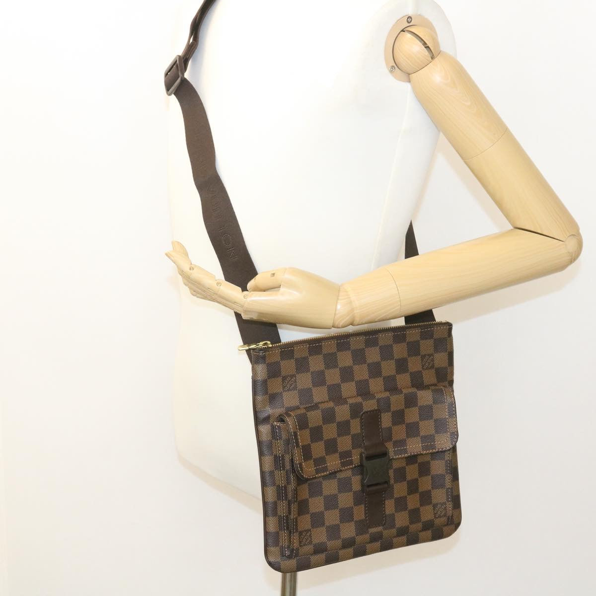 LOUIS VUITTON Damier Ebene Pochette Merwiel Shoulder Bag N51127 LV Auth 28339