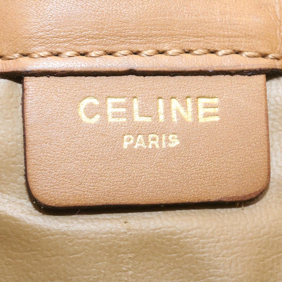 CELINE Macadam Canvas Clutch Bag PVC Leather Beige Auth 28359