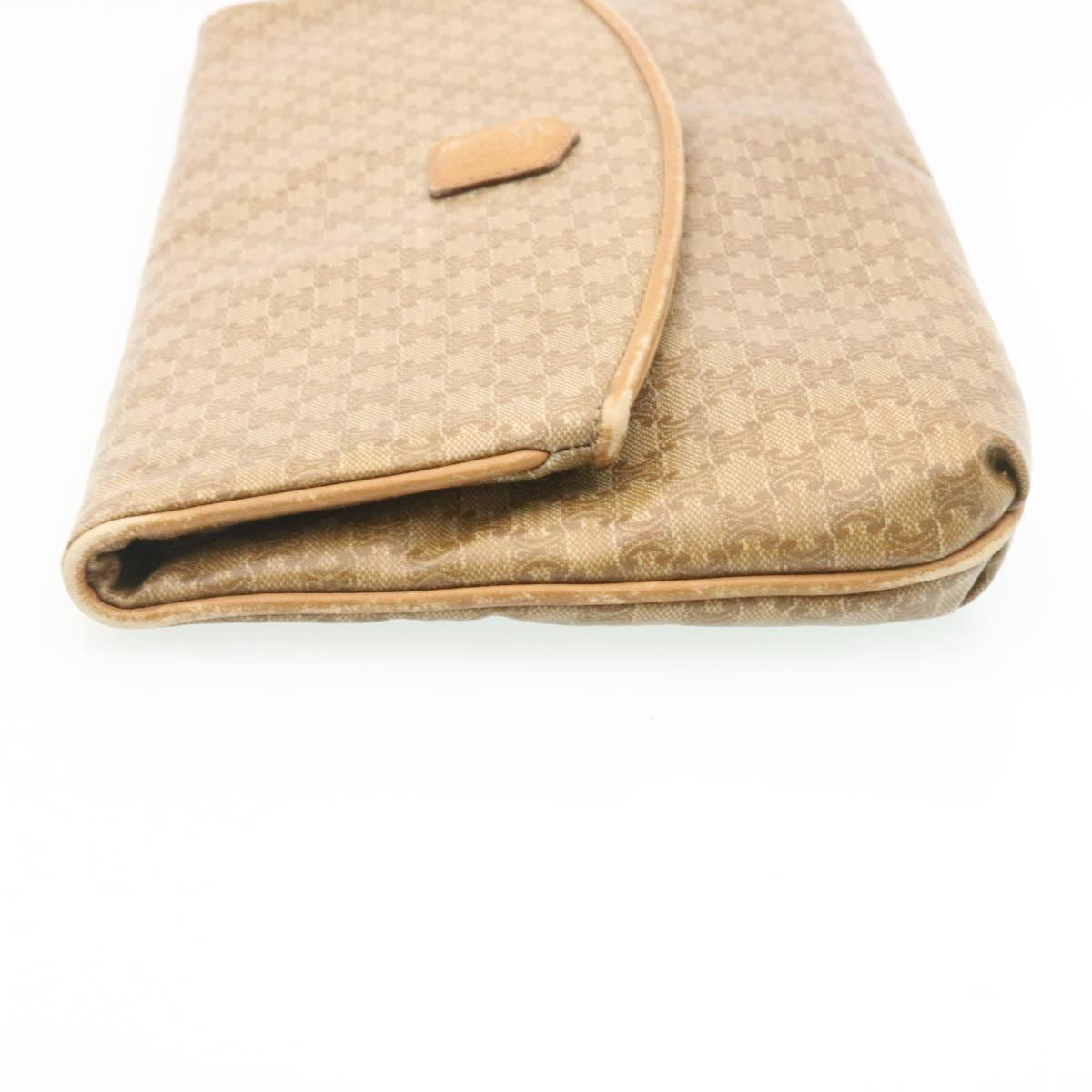 CELINE Macadam Canvas Clutch Bag PVC Leather Beige Auth 28359