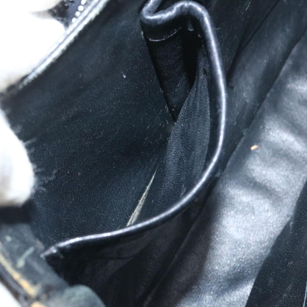 CELINE Horse Carriage Shoulder Bag Leather Black Auth 28422