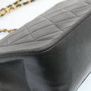 CHANEL Chain Turn Lock Diana Matelasse Shoulder Bag Lamb Skin Black Auth 28470A-15
