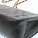 CHANEL Chain Turn Lock Diana Matelasse Shoulder Bag Lamb Skin Black Auth 28470A-16