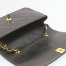 CHANEL Chain Turn Lock Diana Matelasse Shoulder Bag Lamb Skin Black Auth 28470A-9